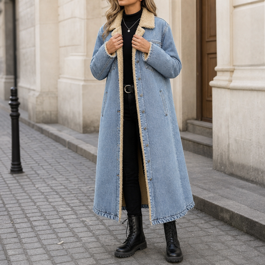 Women's Long Coat | Sherpa Lined & Warm