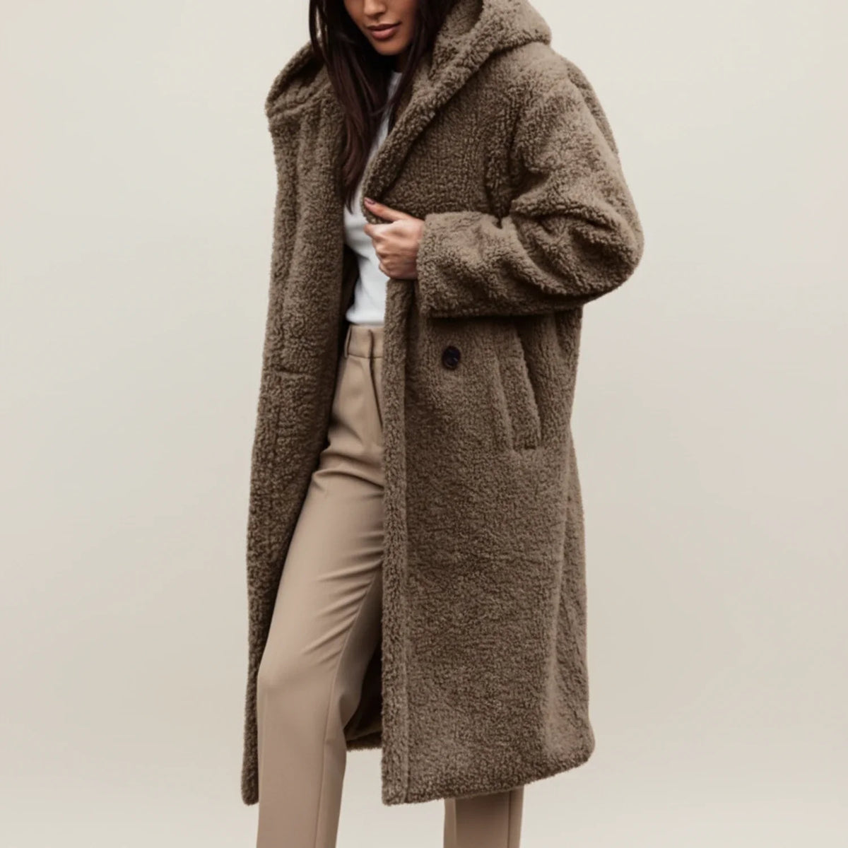 Women's Long Hooded Coat | Warm & Versatile