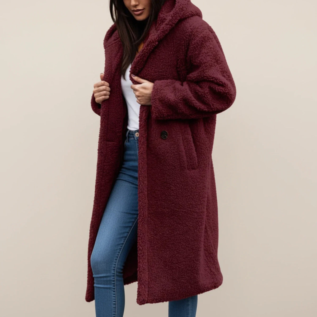 Women's Long Hooded Coat | Warm & Versatile