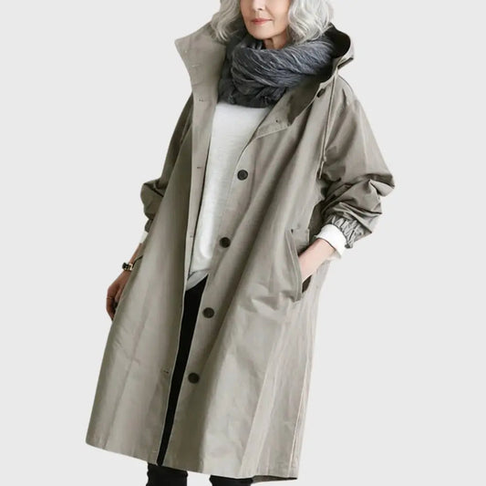 Women's Long Raincoat | Waterproof Hooded Trench Coat
