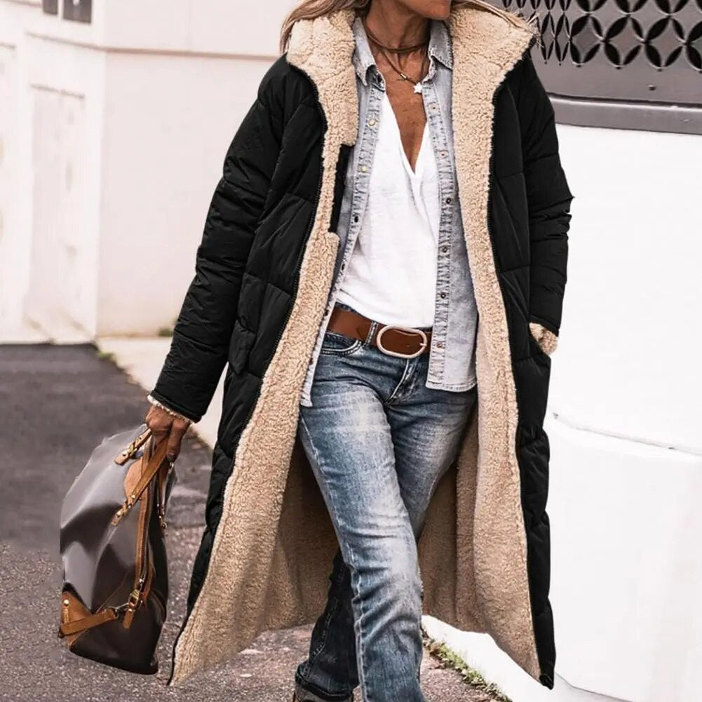 Women's Long Reversible Jacket | Hooded & Wind Proof