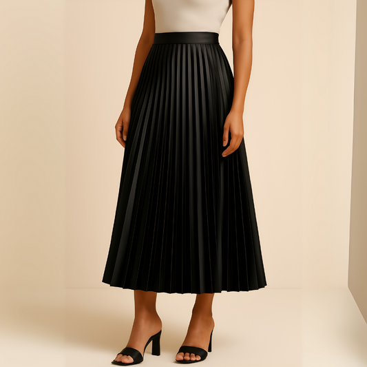 Women's Long Skirt | Pleated & High-Waist