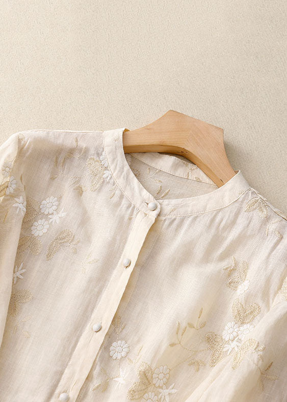 Women's Long Sleeve Blouse | Embroidered Stand Collar