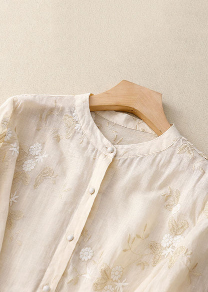 Women's Long Sleeve Blouse | Embroidered Stand Collar