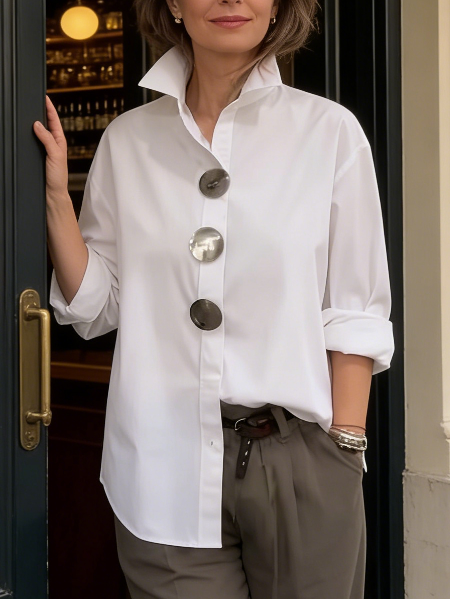 Women's Long Sleeve Blouse | Statement Button Detail