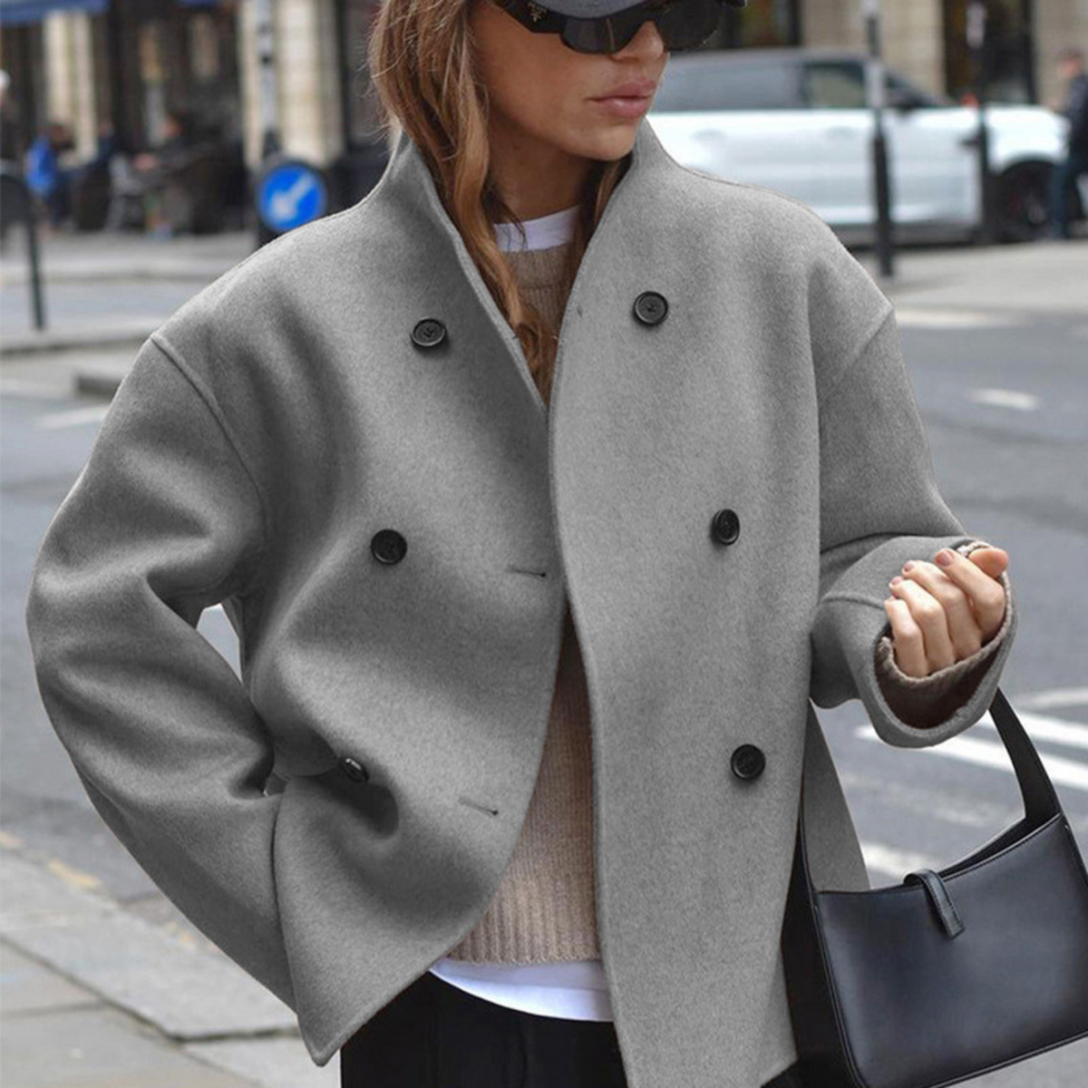 Women's Long Sleeve Coat | Stand Collar & Cosy Warmth