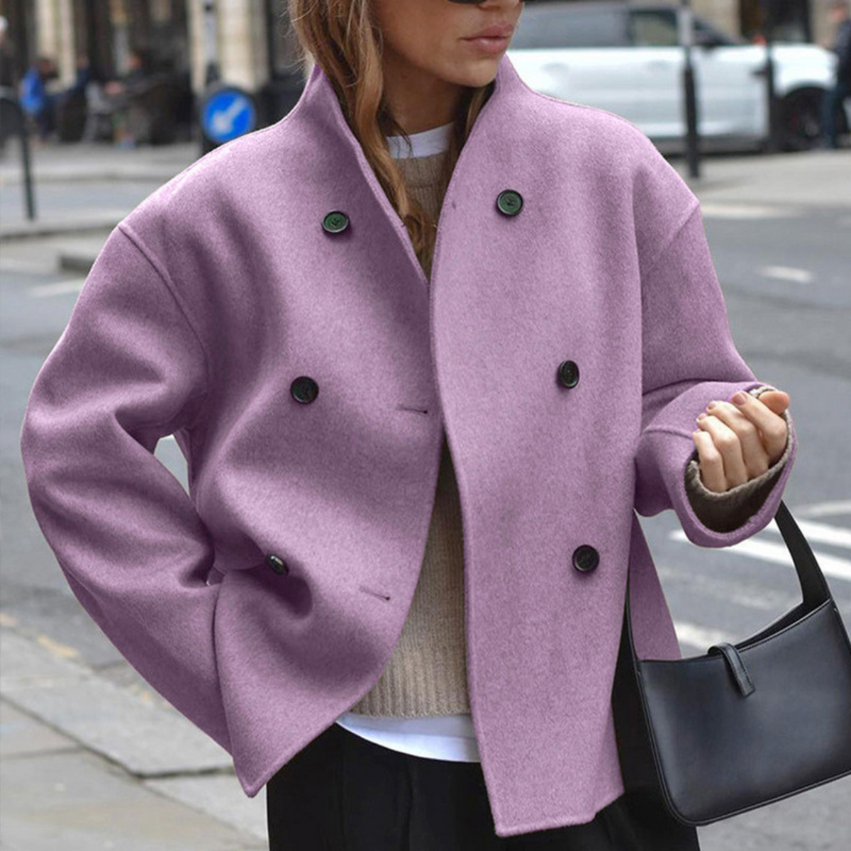 Women's Long Sleeve Coat | Stand Collar & Cosy Warmth