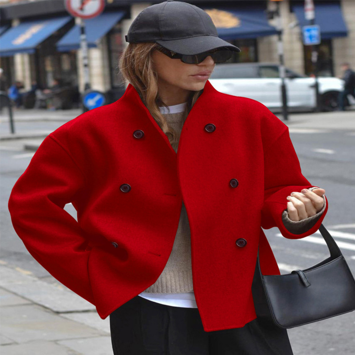 Women's Long Sleeve Coat | Stand Collar & Cosy Warmth