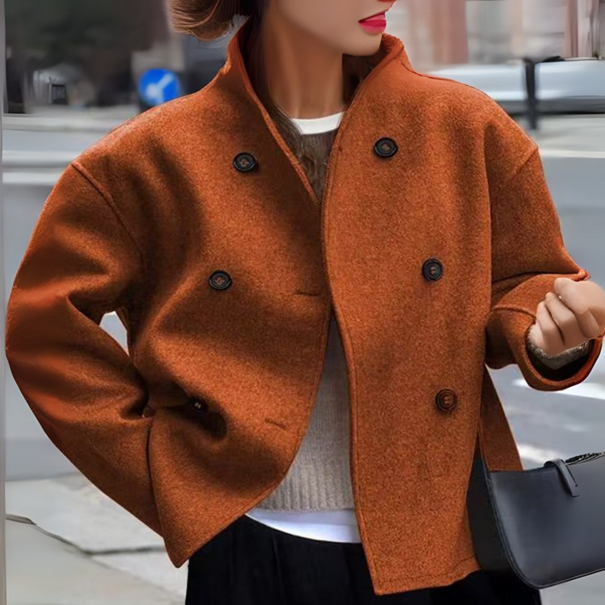 Women's Long Sleeve Coat | Stand Collar & Cosy Warmth