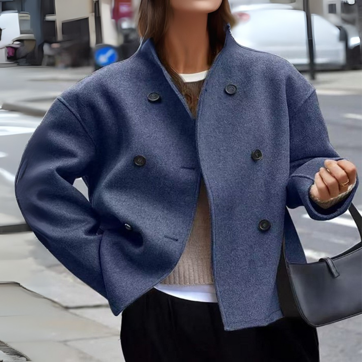 Women's Long Sleeve Coat | Stand Collar & Cosy Warmth