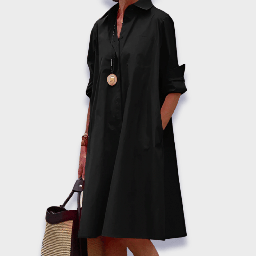 Women's Long Sleeve Dress | A-Line Swing & Button Down