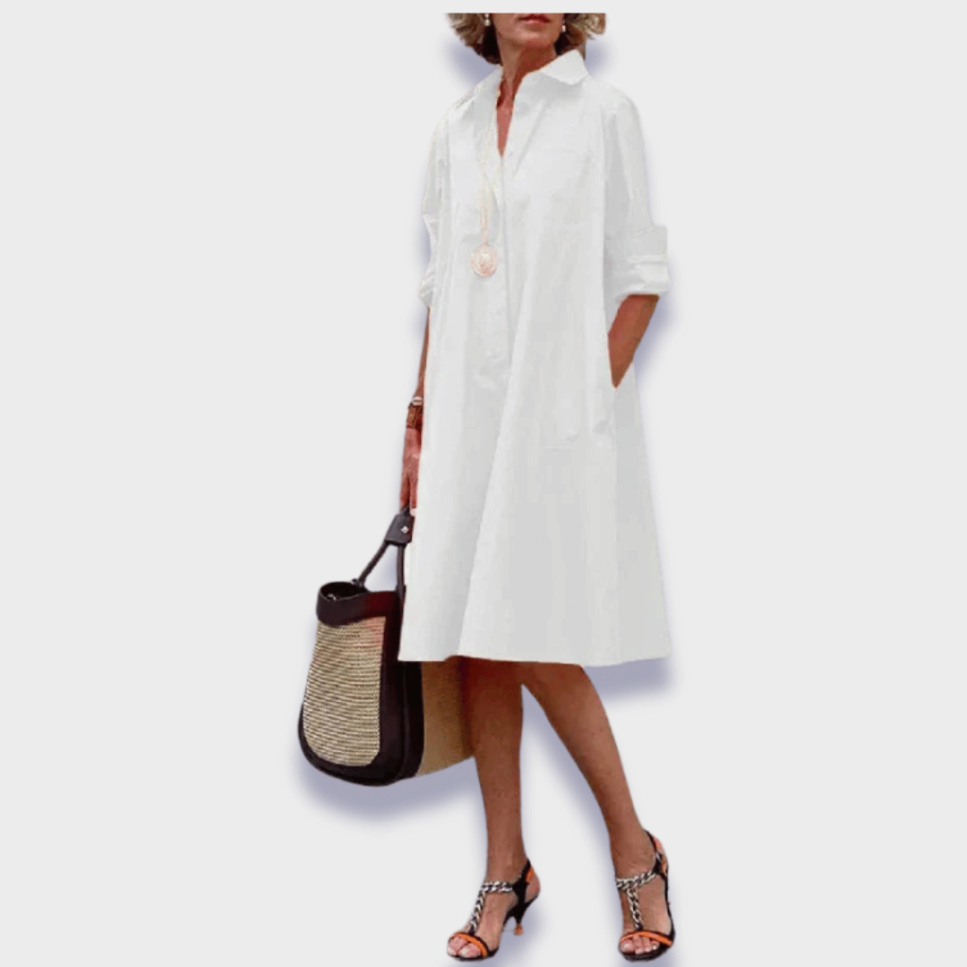 Women's Long Sleeve Dress | A-Line Swing & Button Down