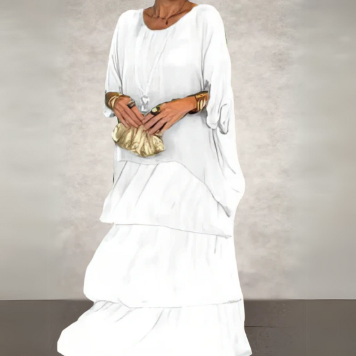 Women's Long Sleeve Dress | Colour Block & Tiered Maxi