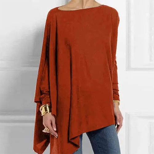 Women's Long Sleeve Top | Asymmetric Hem & Batwing Sleeve
