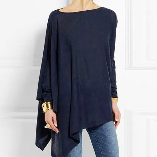 Women's Long Sleeve Top | Asymmetric Hem & Batwing Sleeve
