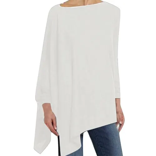 Women's Long Sleeve Top | Asymmetric Hem & Batwing Sleeve