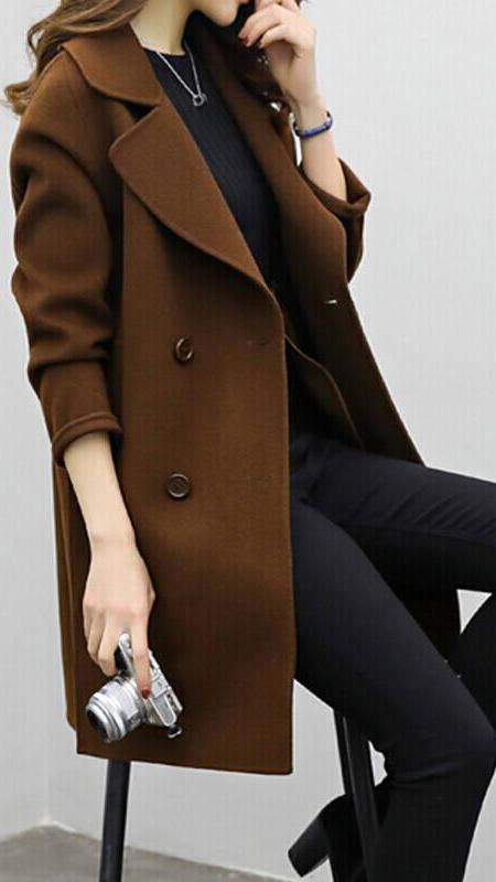 Women's Long Trench Coat | Double-Breasted & Warm