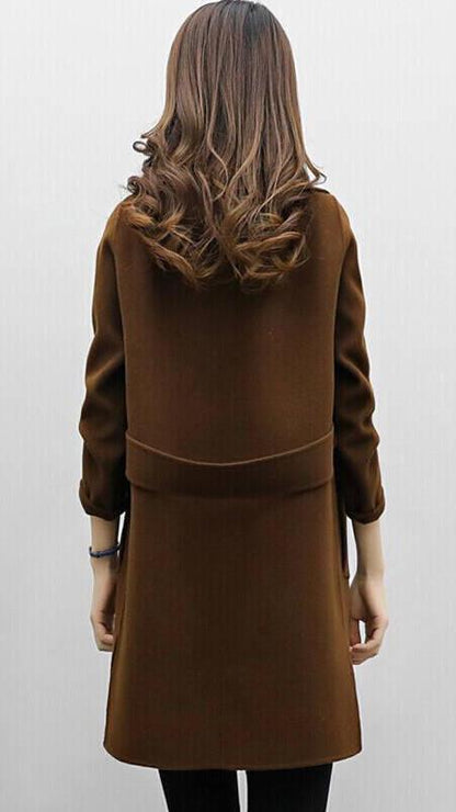 Women's Long Trench Coat | Double-Breasted & Warm