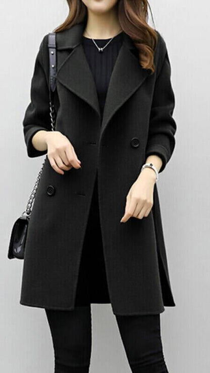 Women's Long Trench Coat | Double-Breasted & Warm