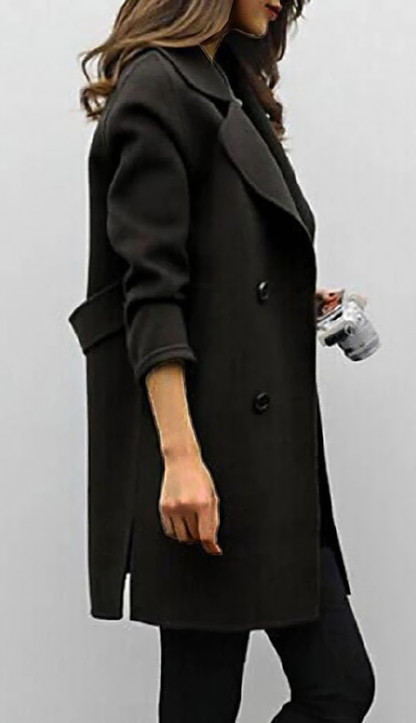 Women's Long Trench Coat | Double-Breasted & Warm