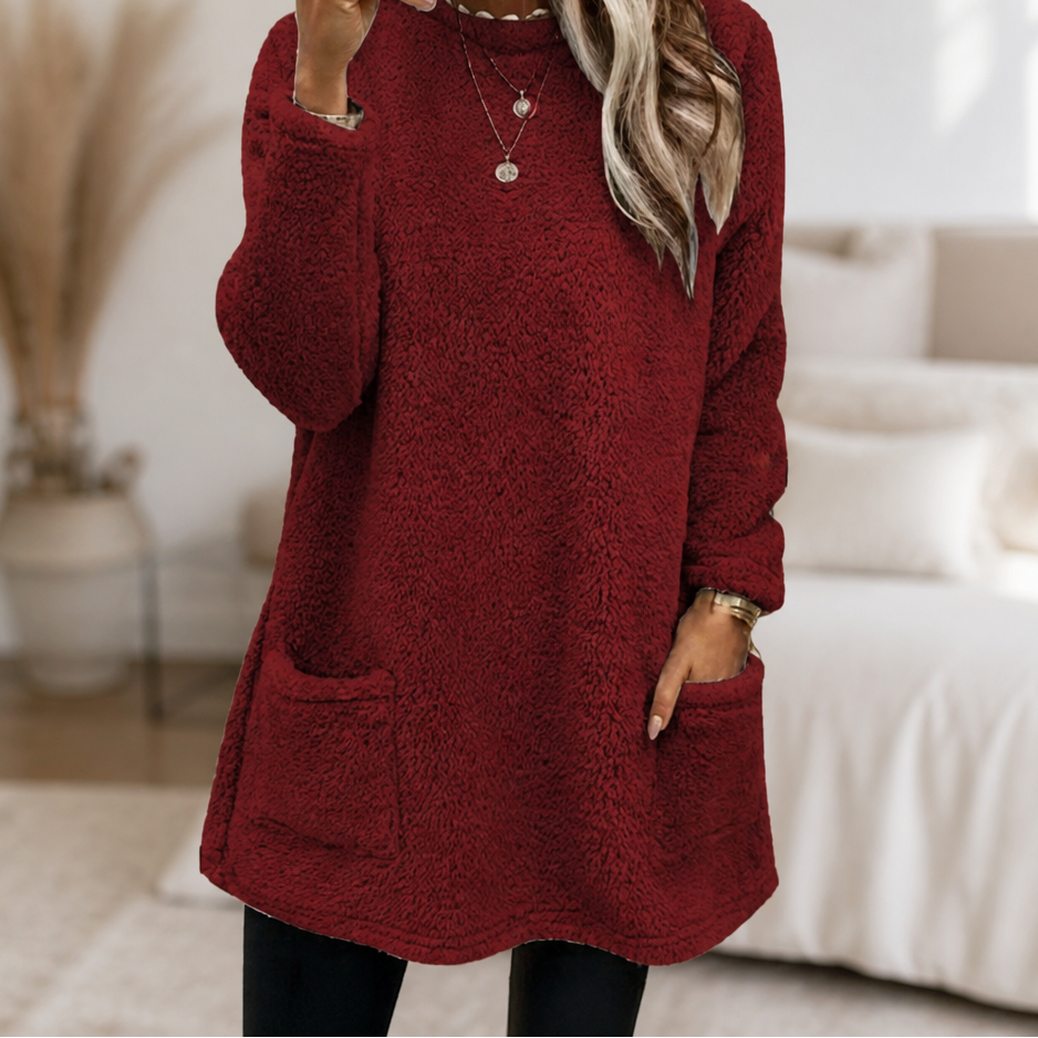 Women's Longline Tunic Top with Pockets Relaxed Fit