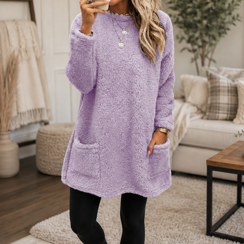 Women's Longline Tunic Top with Pockets Relaxed Fit