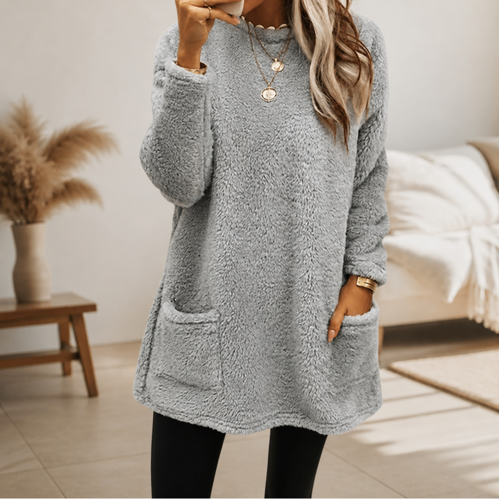 Women's Longline Tunic Top with Pockets Relaxed Fit