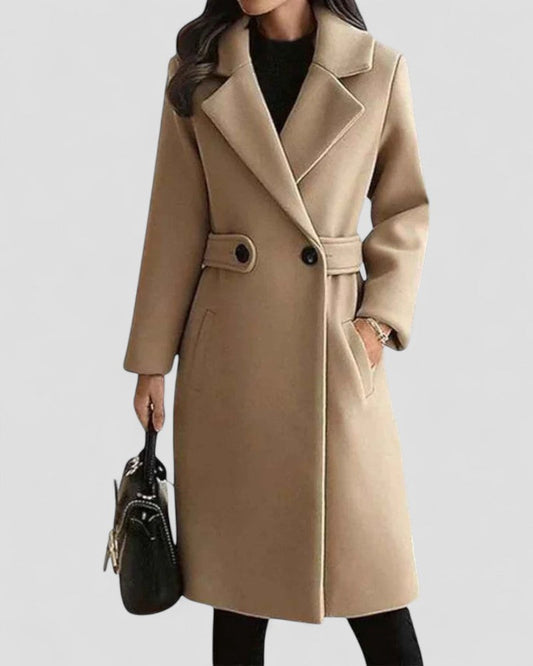 Women's Maxi Coat with Lapel Collar – Stylish All-Season Outerwear