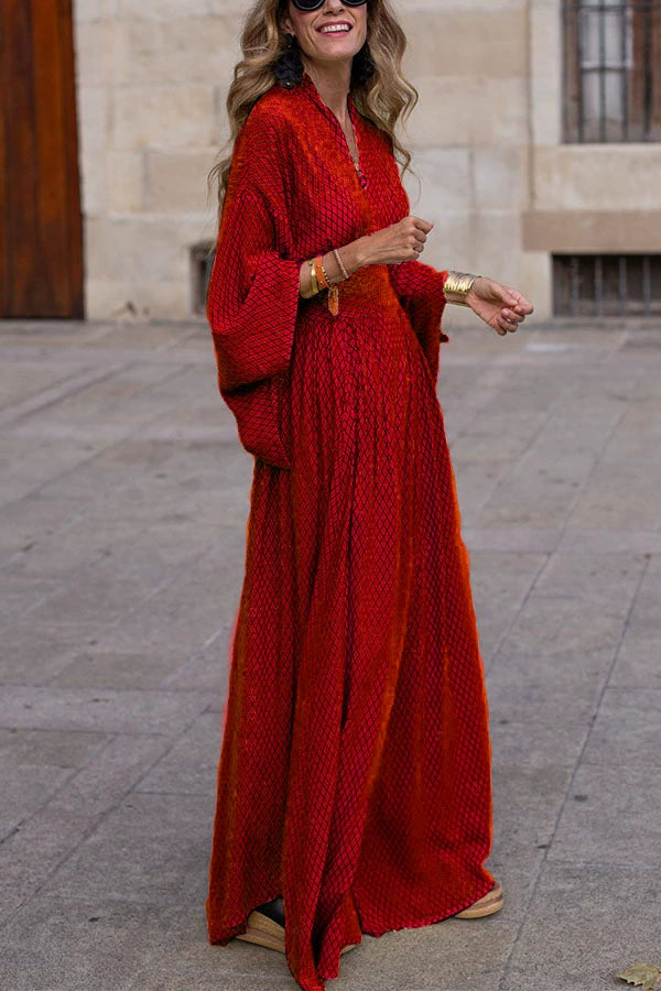 Women's Maxi Dress | Batwing Sleeve V-Neck