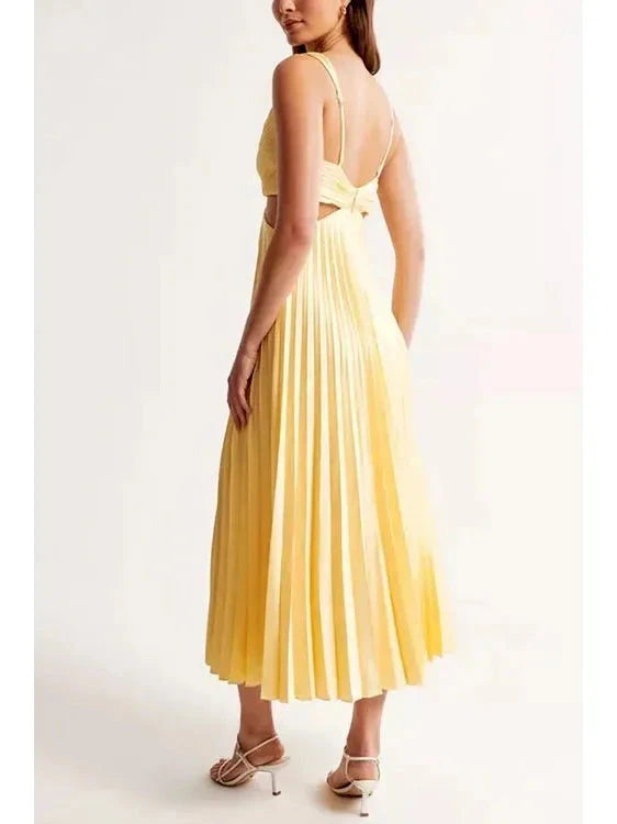 Women's Maxi Dress | Pleated & Cut-Out Evening Style
