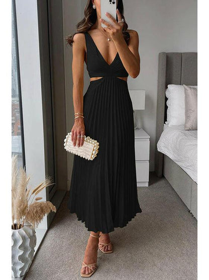 Women's Maxi Dress | Pleated & Cut-Out Evening Style