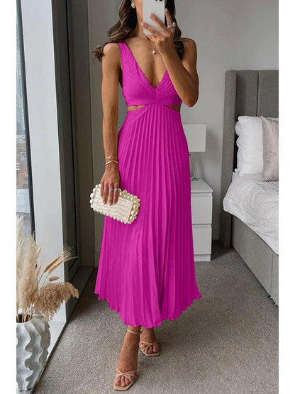 Women's Maxi Dress | Pleated & Cut-Out Evening Style