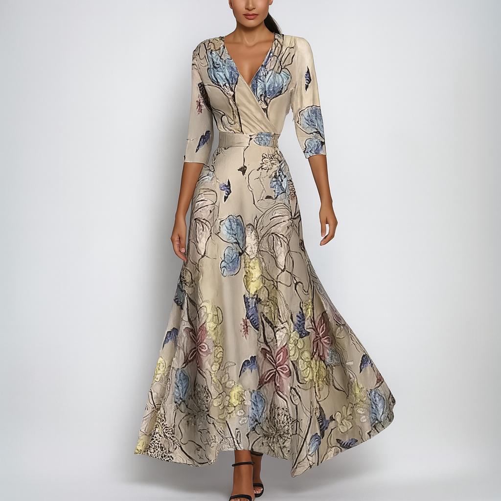 Women's Maxi Dress | V-Neck & Empire Waist