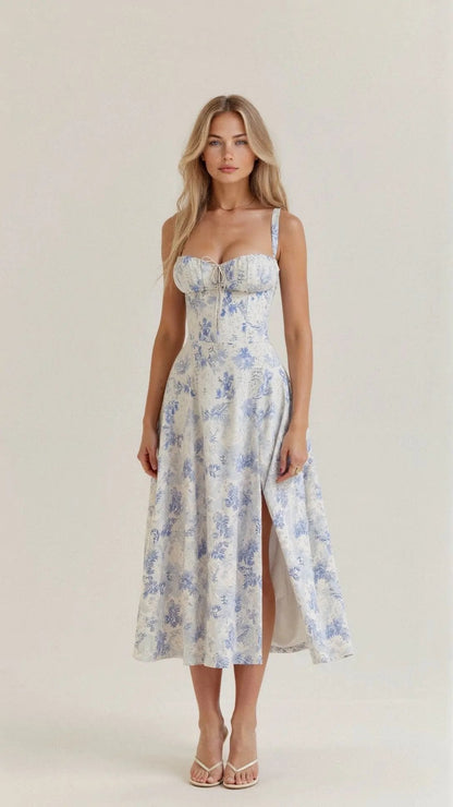 Women's Midi Dress | Corset Bodice & Side Slit