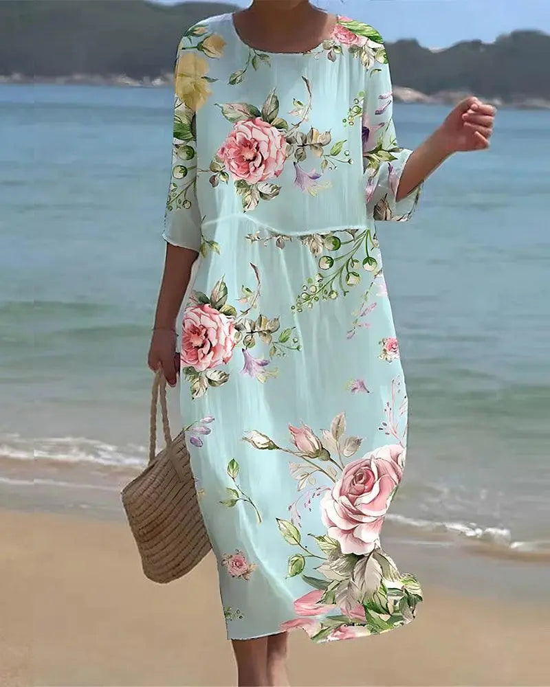 Women's Midi Dress | Floral A-Line Silhouette