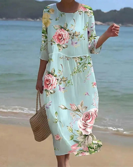 Women's Midi Dress | Floral A-Line Silhouette