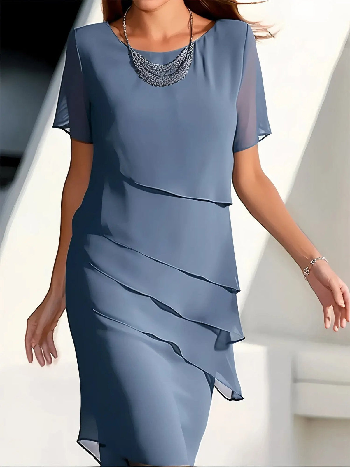 Women's Midi Dress | Tiered Flowing Layers