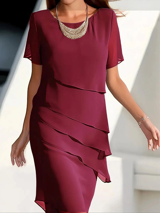 Women's Midi Dress | Tiered Flowing Layers