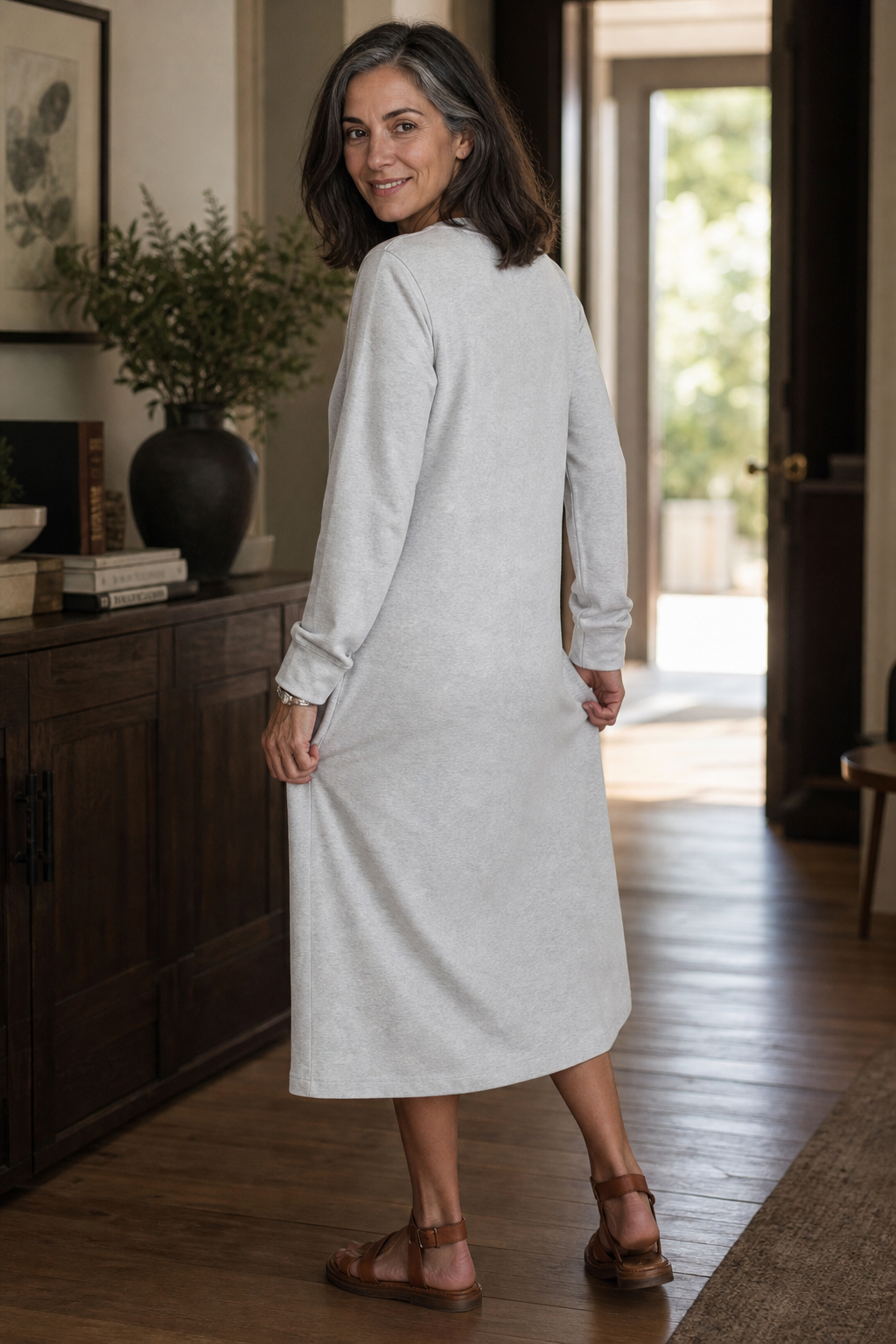Women's Midi Dress | V-Neck & A-Line Fit