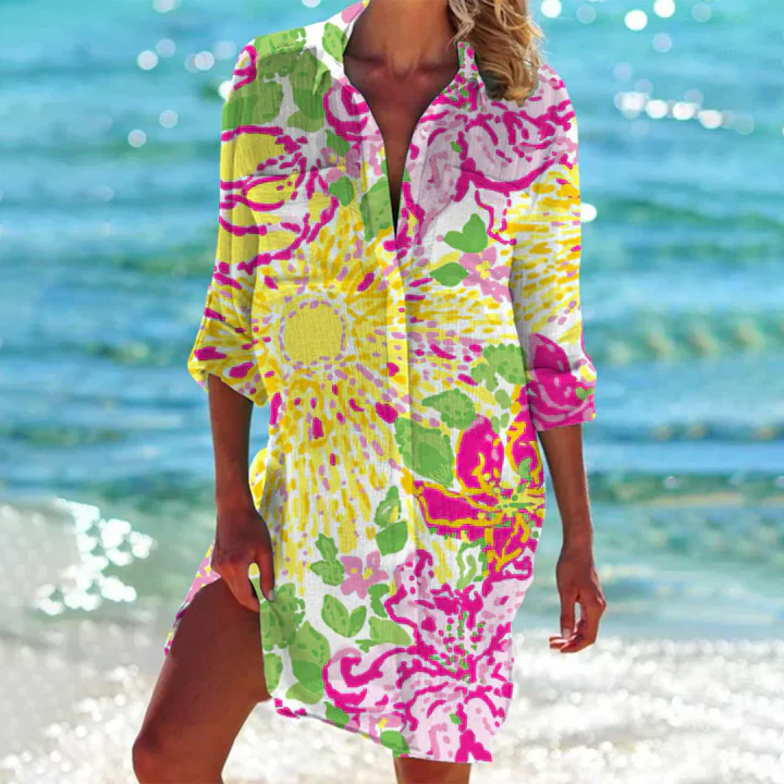 Women's Mini Dress | Collar & Button-Up Design