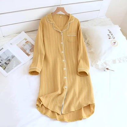 Women's Nightgown | Striped & Collared