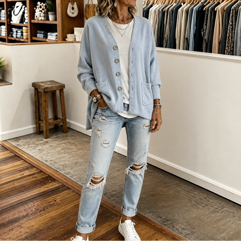 Women's Open-Front Cardigan | Ribbed Texture & All-Day Comfort