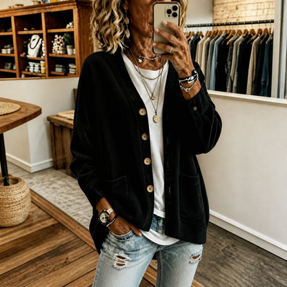 Women's Open-Front Cardigan | Ribbed Texture & All-Day Comfort