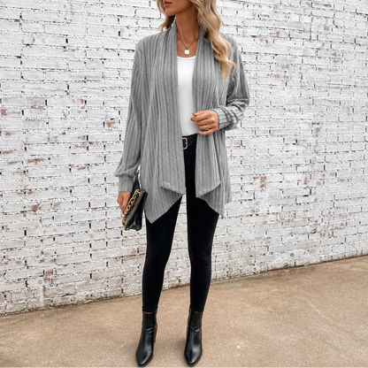 Women's Open-Front Cardigan | Waterfall Drape & No-Fuss Style