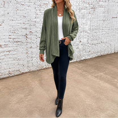 Women's Open-Front Cardigan | Waterfall Drape & No-Fuss Style