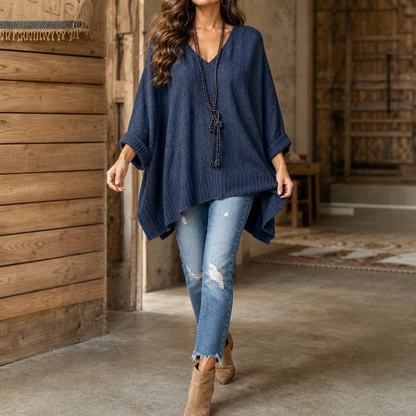 Women's Open-Knit V-Neck Sweater | Oversized & Effortless