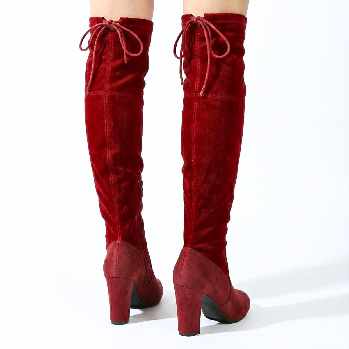 Women's Over Knee Boots Thigh High Tall Shaft Slim with Lifted Heel