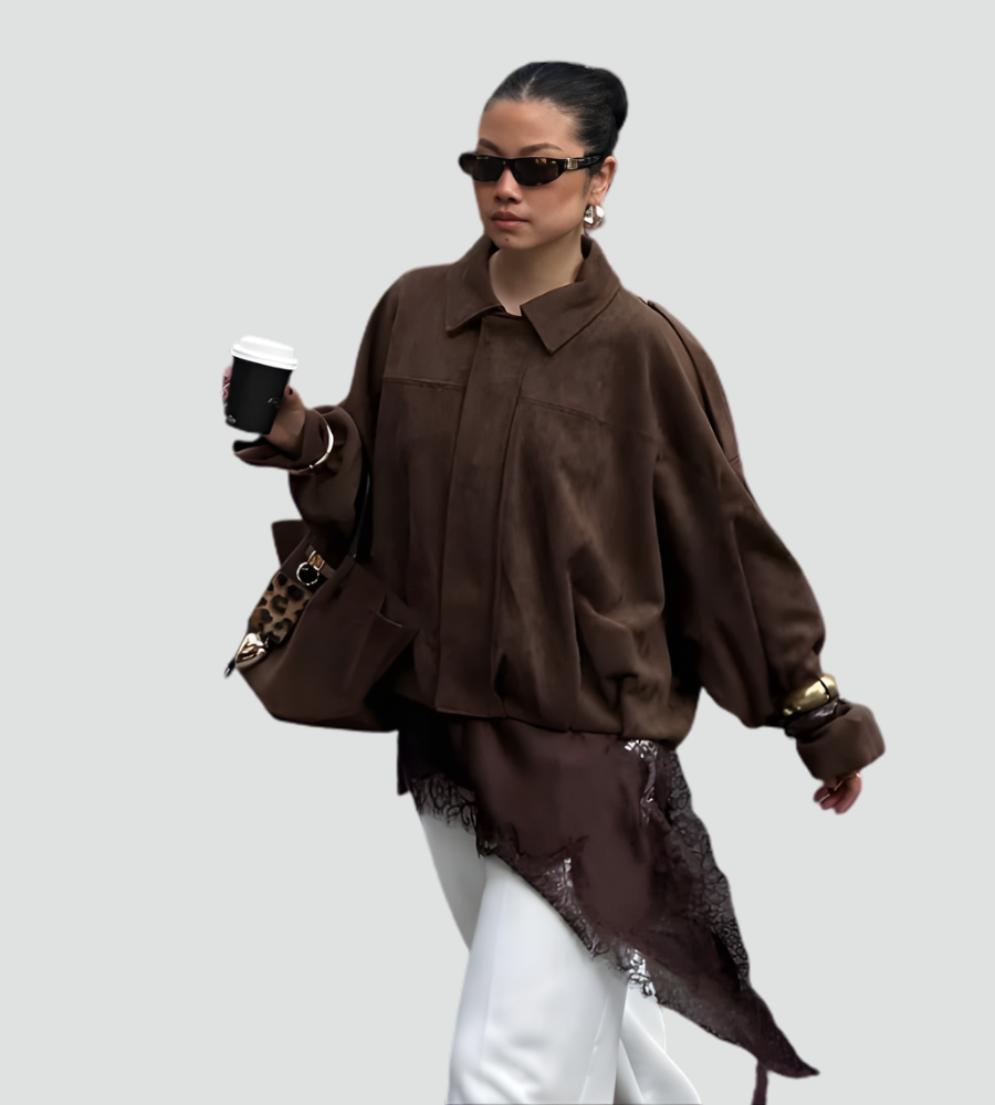 Women's Oversized Bomber Jacket | Zip Front Design
