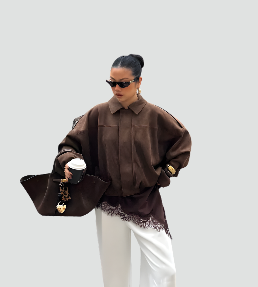 Women's Oversized Bomber Jacket | Zip Front Design
