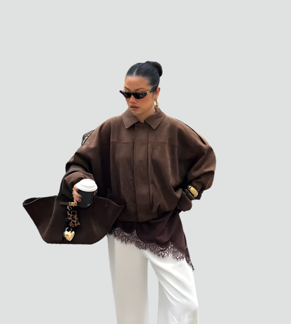 Women's Oversized Bomber Jacket | Zip Front Design
